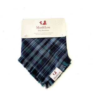 Max & Lou Pet Bandana Turquoise Plaid Dog Scarf Sz Medium Fits Up To 15 In Neck